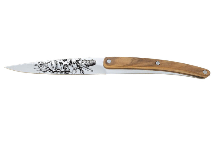 Set de 2 couteaux d'office Deejo Office Dandy et Latino manche en bois d'olivier et bois corail 9cm