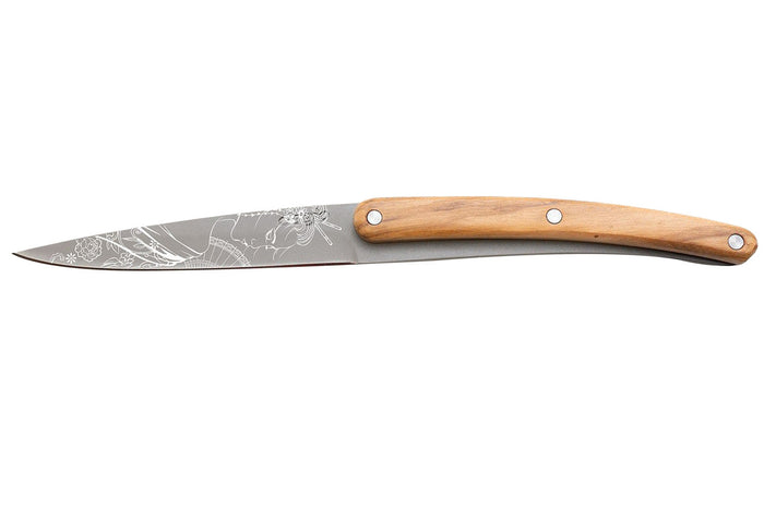 Set de 2 couteaux d'office Deejo Office Japonais manche en bois d'olivier et bois corail 9cm