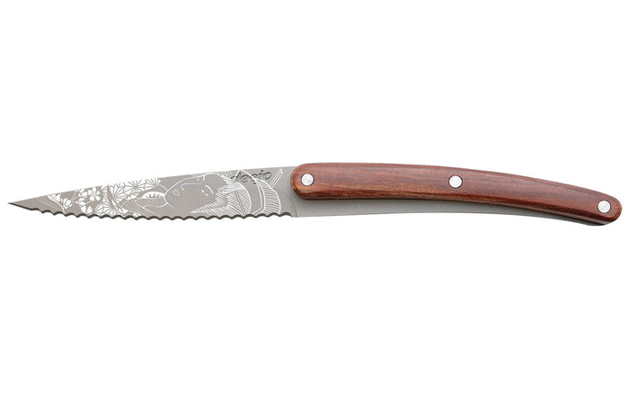Set de 2 couteaux d'office Deejo Office Japonais manche en bois d'olivier et bois corail 9cm