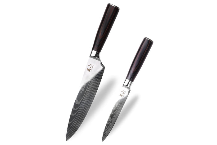 Set de 2 couteaux Kutoyama Black Pakka chef + universel