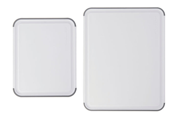 Set de 2 planches à découper anti-glisse Kitchen Aid réversibles en PP blanc