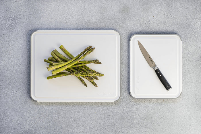 Set de 2 planches à découper anti-glisse Kitchen Aid réversibles en PP blanc