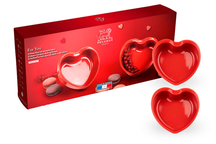 Set de 2 plats four Peugeot Appolia For You cœur rouge en céramique 13.5cm