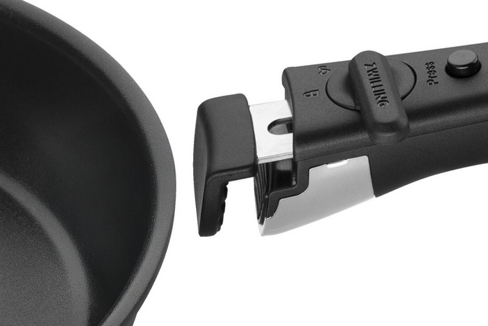Set de 2 poêles Zwilling Unlock Ceraforme® Titanium en aluminium 20 et 28cm + 1 poignée amovible