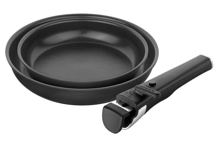 Set de 2 poêles Zwilling Unlock Ceraforme® Titanium en aluminium 24 et 28cm + 1 poignée amovible