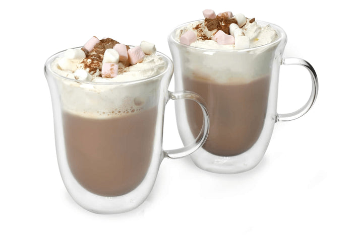 Set de 2 tasses à chocolat chaud La Cafetière en verre borosilicate double paroi 350ml