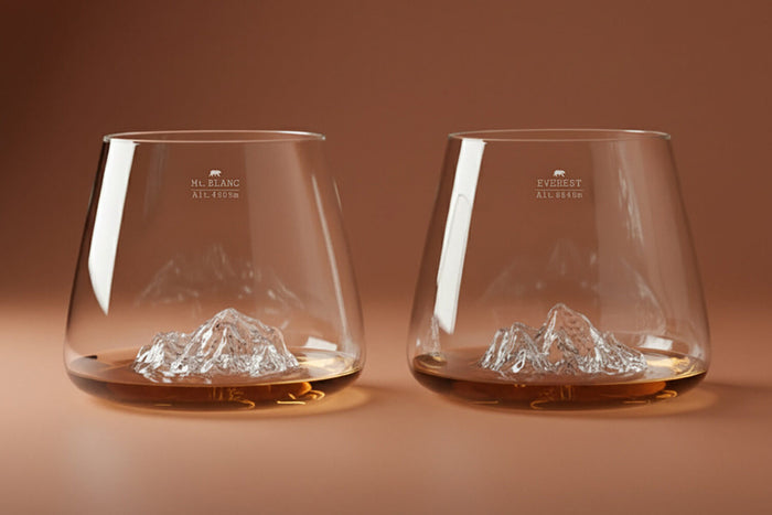 Set de 2 verres à spiritueux Alaskan Maker Topographic Everest & Mont Blanc en verre cristallin