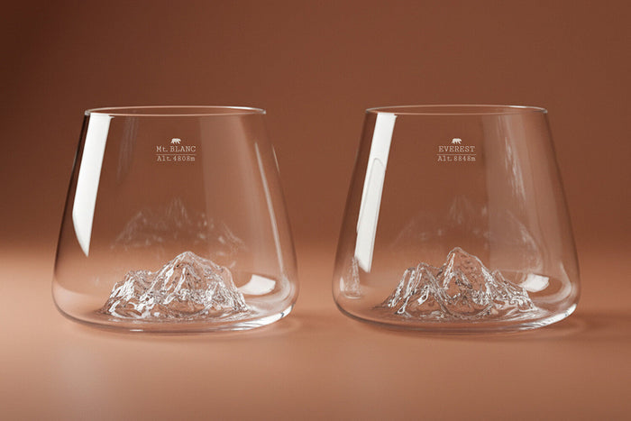 Set de 2 verres à spiritueux Alaskan Maker Topographic Everest & Mont Blanc en verre cristallin