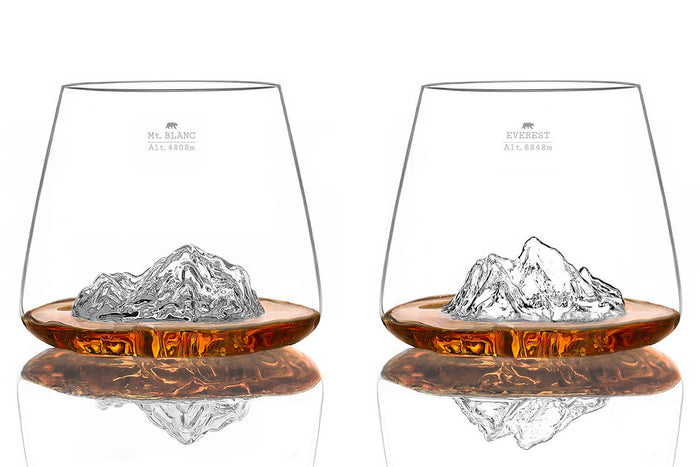 Set de 2 verres à spiritueux Alaskan Maker Topographic Everest & Mont Blanc en verre cristallin