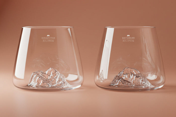 Set de 2 verres à spiritueux Alaskan Maker Topographic Zugspitze & Watzmann en verre cristallin