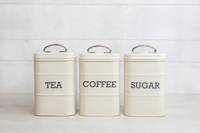 Set de 3 boîtes à thé / café / sucre KitchenCraft Living Nostalgia en acier crème