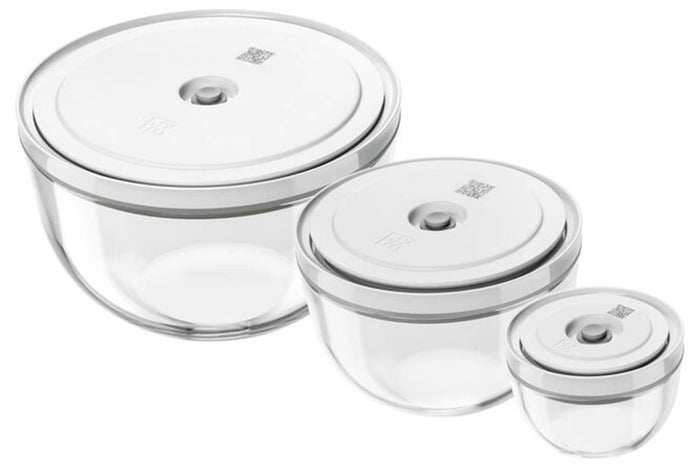 Set de 3 bols sous vide Zwilling Fresh & Save en verre borosilicate avec couvercle