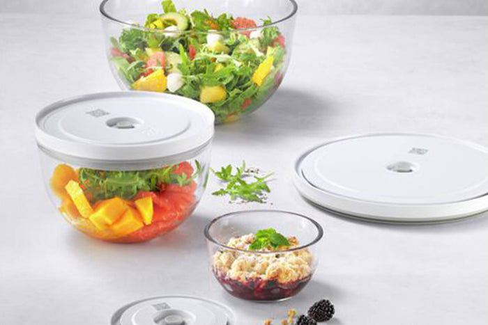 Set de 3 bols sous vide Zwilling Fresh & Save en verre borosilicate avec couvercle