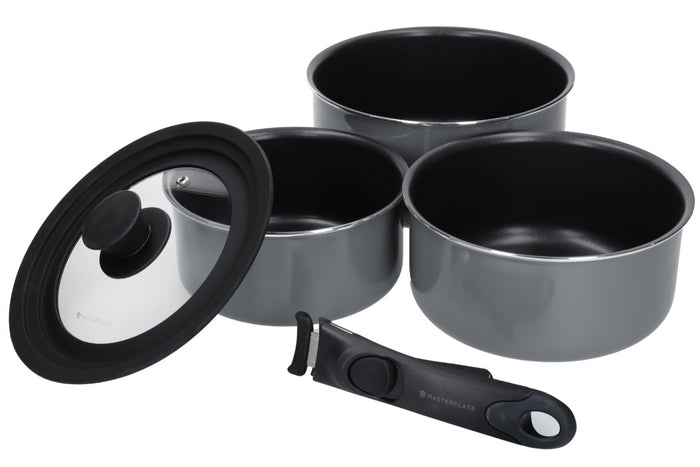 Set de 3 casseroles antiadhésives MasterClass Smart Space compatible tous feux