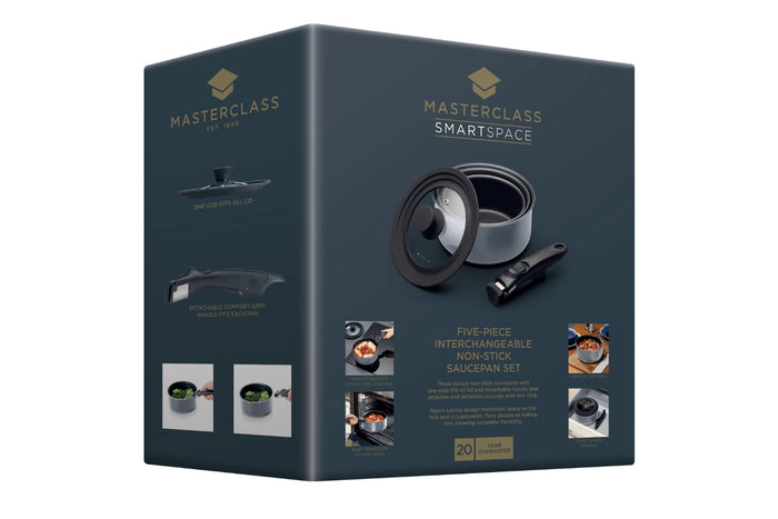Set de 3 casseroles antiadhésives MasterClass Smart Space compatible tous feux