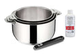 Set de 3 casseroles Lagostina Salvaspazio en inox 16, 18 et 20cm + poignée amovible + détergent