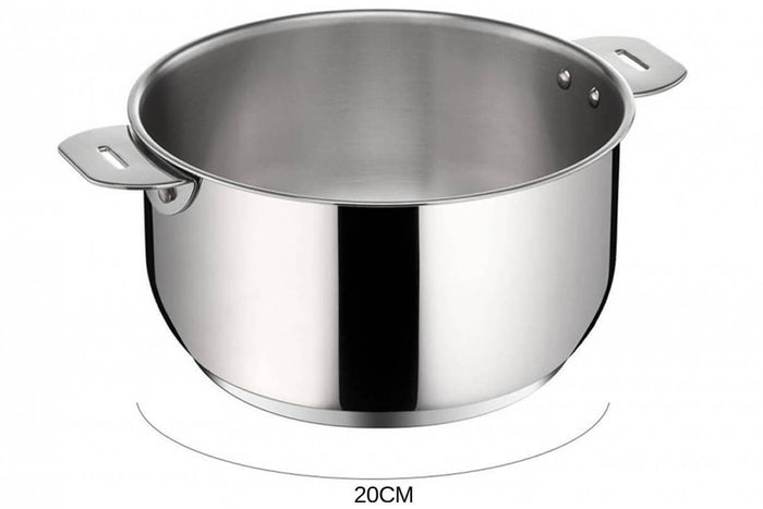 Set de 3 casseroles Lagostina Salvaspazio en inox 16, 18 et 20cm + poignée amovible + détergent