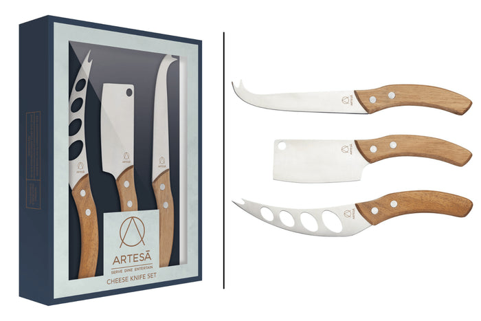 Set de 3 couteaux à fromage Artesà manches en bois
