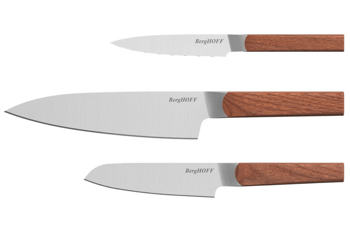 Set de 3 couteaux Berghoff Dina Ion lame inox et manche en bois de frêne