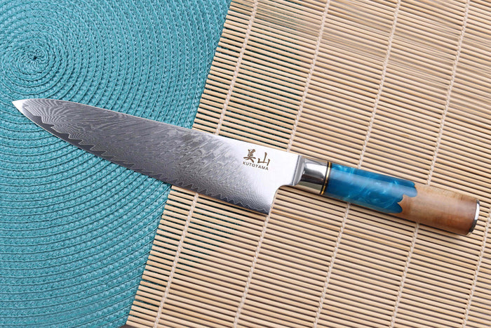 Set de 3 couteaux Kutoyama damas Azur chef + universel + office