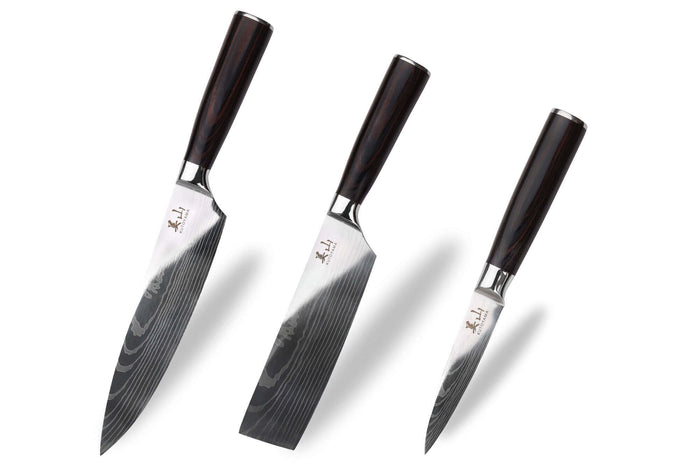 Set de 3 couteaux Kutoyama Pakka office + nakiri + chef