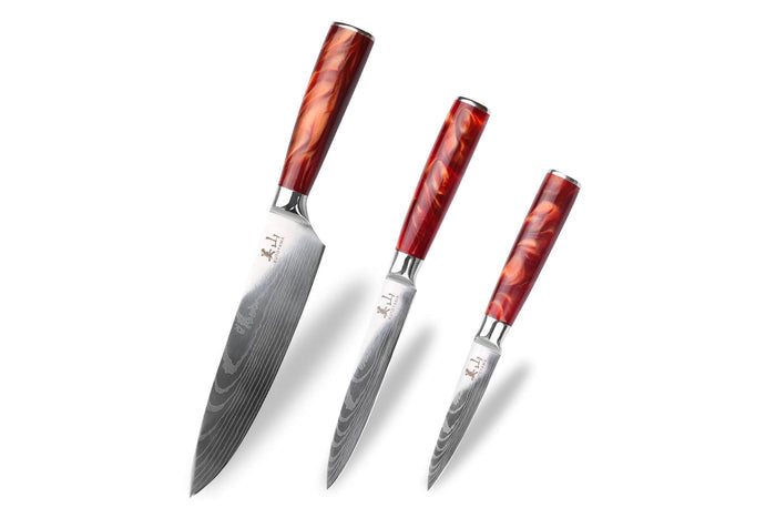 Set de 3 couteaux Kutoyama Red Flame chef + universel + office