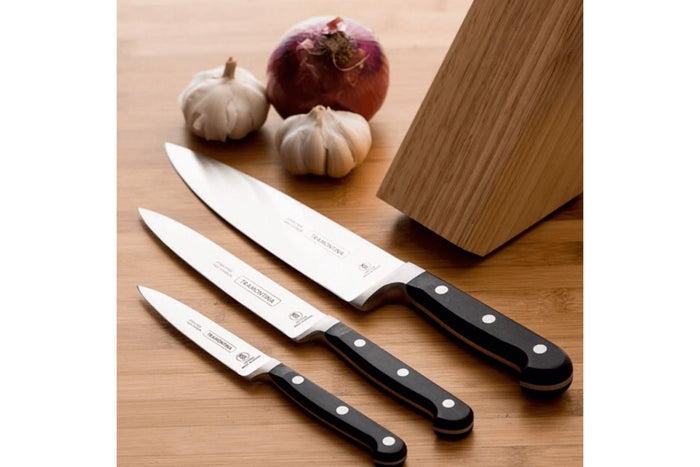 Set de 3 couteaux Tramontina Century lame forgée manche polycarbonate noir