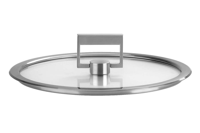 Set de 3 couvercles plats Cristel Strate Fixe 16 à 20cm en verre trempé avec bouton rabattable