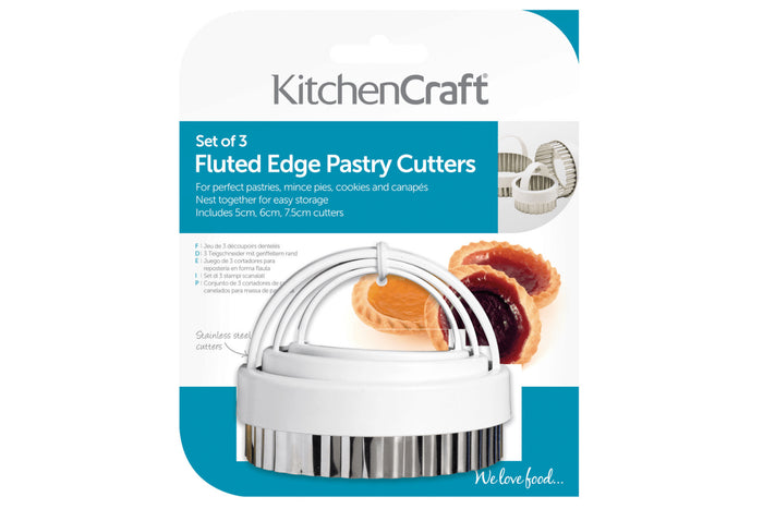 Set de 3 emporte-pièces cannelés KitchenCraft en inox avec poignées