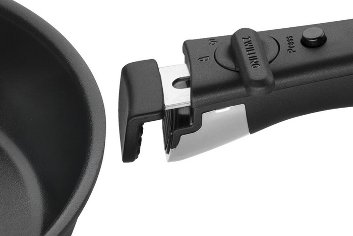 Set de 3 poêles Zwilling Unlock Ceraforme® Titanium en aluminium 20, 24 et 28 cm + 1 poignée amovible