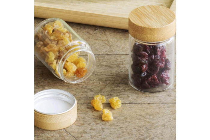 Set de 3 pots en verre Pebbly avec couvercle à vis en bambou - 75ml