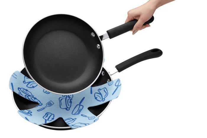 Set de 3 protections KitchenCraft pour poêles antiadhérentes en polyester bleu
