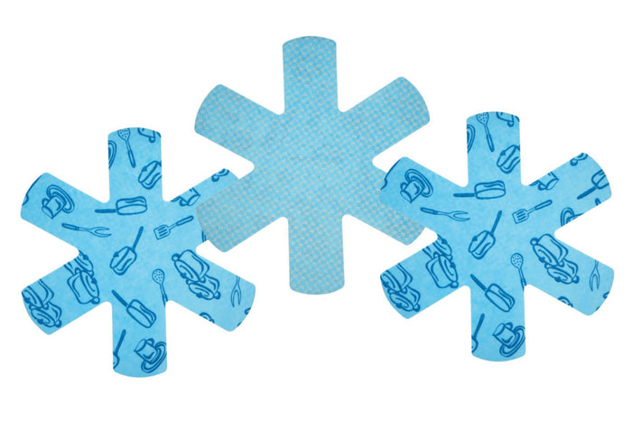 Set de 3 protections KitchenCraft pour poêles antiadhérentes en polyester bleu
