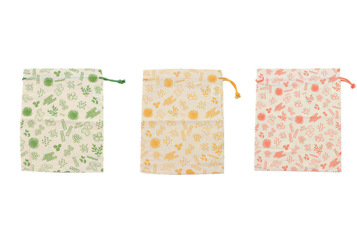 Set de 3 sacs à vrac Pebbly en coton biologique - 20x25cm