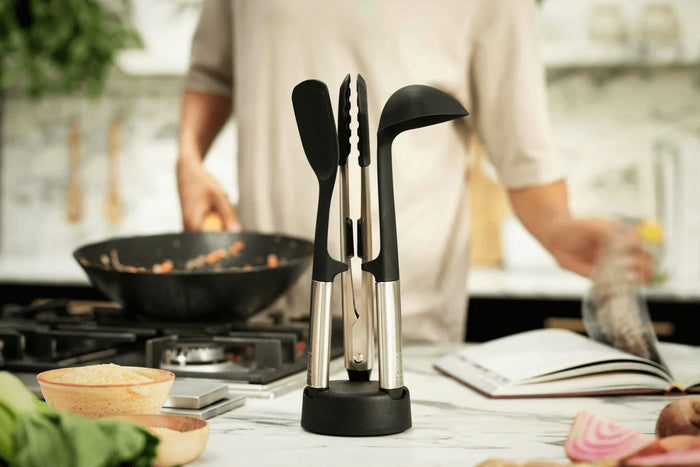 Set de 3 ustensiles Joseph Joseph Elevate Fusion en silicone avec support de rangement