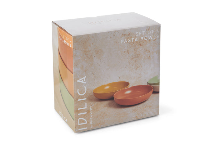 Set de 4 bols à pâtes KitchenCraft Idilica en grès multicolore 21cm