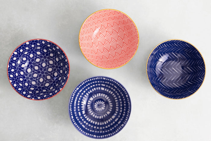 Set de 4 bols KitchenCraft en céramique Blues design diamètre 15cm
