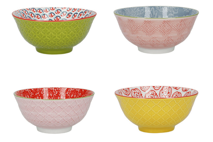 Set de 4 bols KitchenCraft en céramique Bright design diamètre 15cm