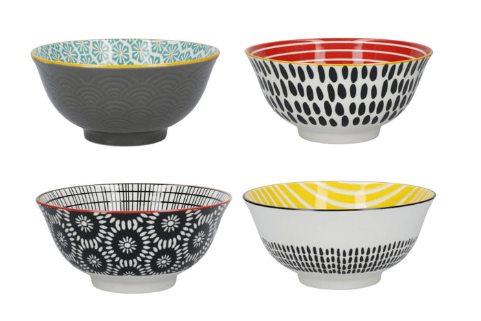 Set de 4 bols KitchenCraft en céramique Monochrome design diamètre 15cm