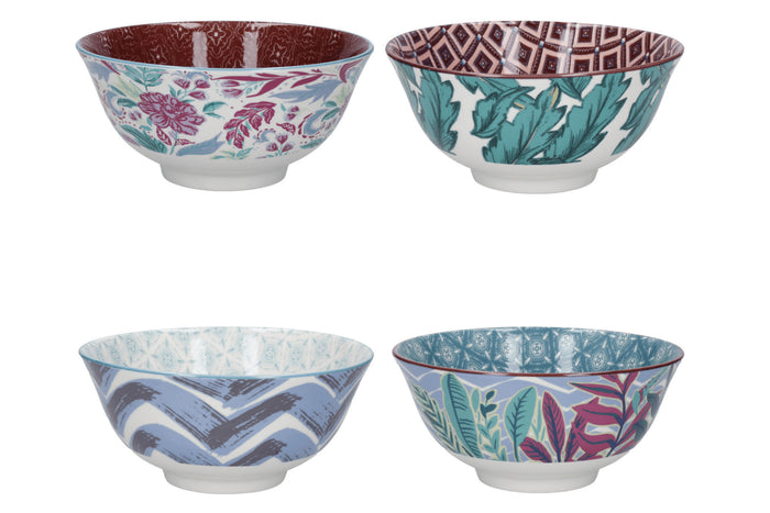 Set de 4 bols KitchenCraft en céramique Vibrance design diamètre 15cm