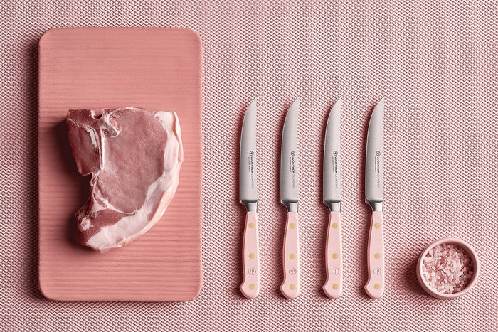Set de 4 couteaux à steak Wusthof Classic Colour Pink Himalayan Salt forgés lame 12cm