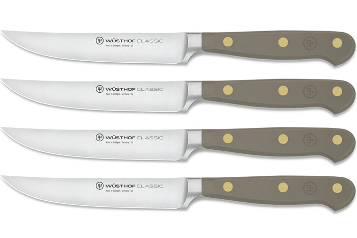Set de 4 couteaux à steak Wusthof Classic Colour Velvet Oyster forgés lame 12cm