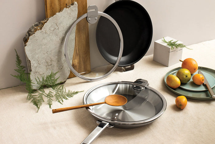 Set de 4 couvercles plats Cristel Strate Amovible 14 à 20cm en verre trempé