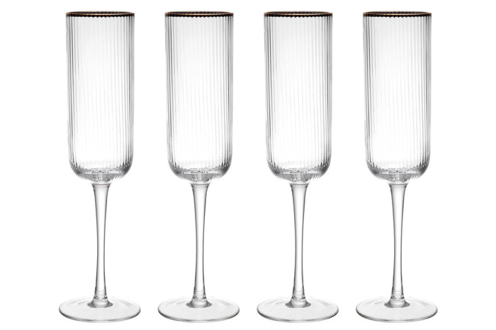 Set de 4 flûtes à champagne Mikasa Sorrento en cristal motif côtelé 200ml