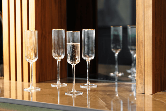 Set de 4 flûtes à champagne Mikasa Sorrento en cristal motif côtelé 200ml