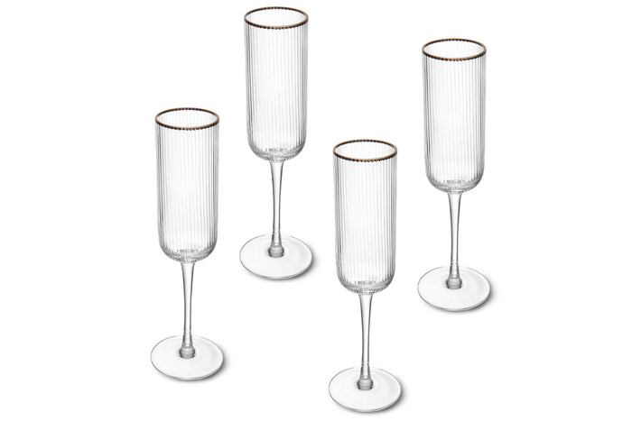 Set de 4 flûtes à champagne Mikasa Sorrento en cristal motif côtelé 200ml