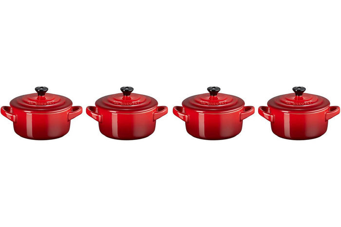 Set de 4 mini cocottes rondes en céramique Le Creuset 10cm Cerise