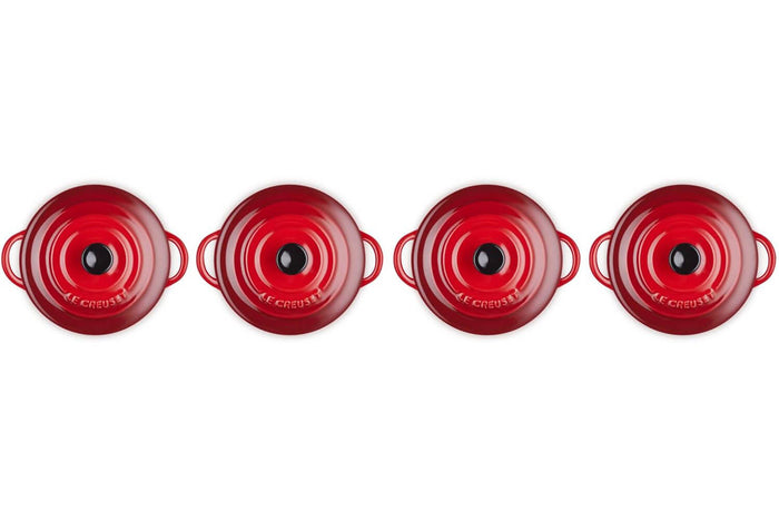 Set de 4 mini cocottes rondes en céramique Le Creuset 10cm Cerise