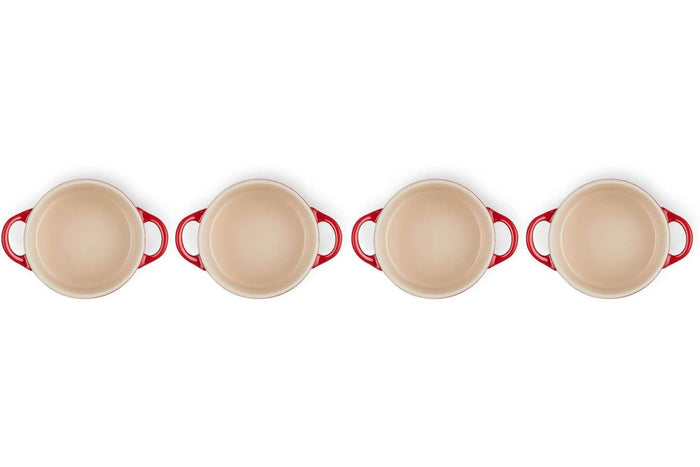 Set de 4 mini cocottes rondes en céramique Le Creuset 10cm Cerise