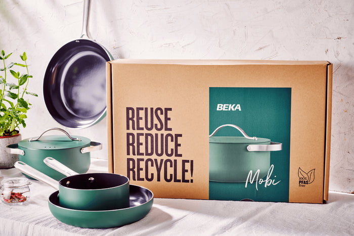 Set de 4 pièces cuisson Beka Mobi revêtement céramique 16, 20, 24 et 28cm - Coloris vert